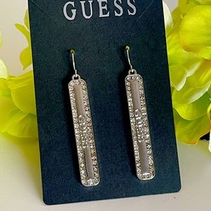 Guess silver bar signature earrings